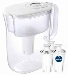 7-Cup Water Filter Pitcher & 3 Filters & Electronic Filter Change Reminder: Compatible with Brita Pitcher Brita Water Pitcher