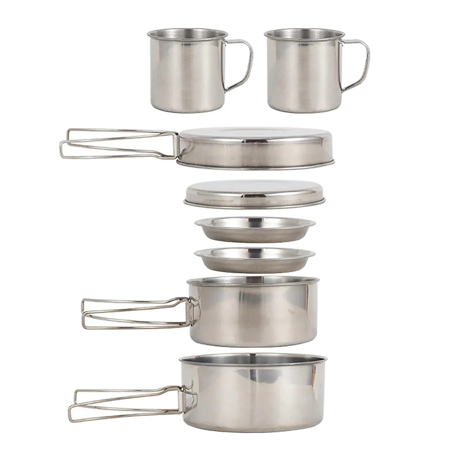 8 Pcs Stainless Steel Camping Cookware Set - Mess Kit for Outdoor Cooking