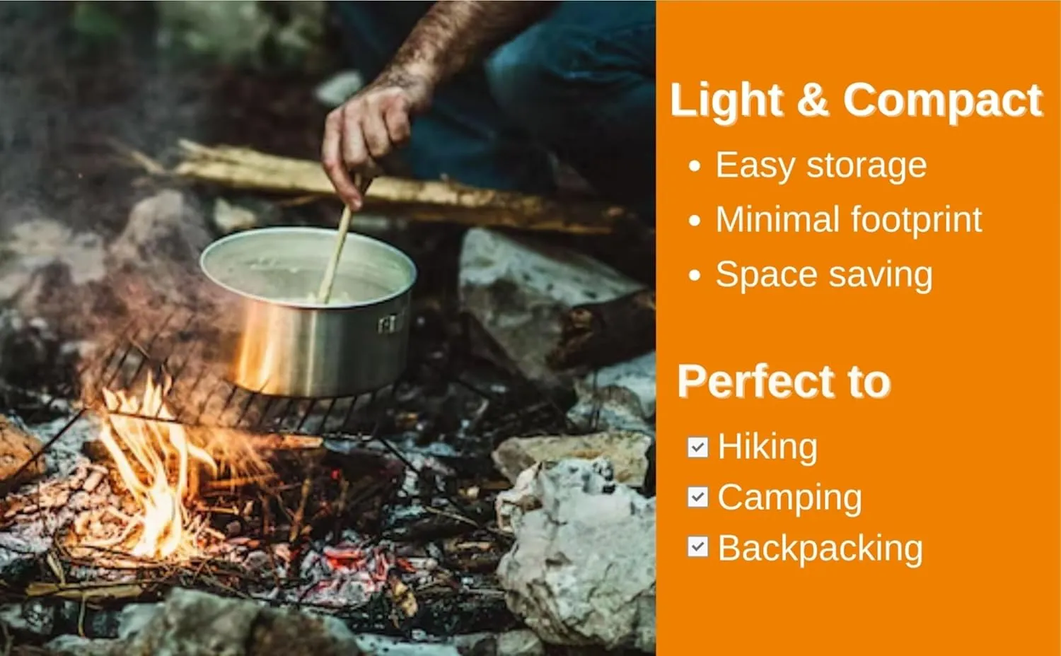 8-Piece Backpacking Camping Cookware Set – Compact Mess Kit with Pot, Pan, and Accessories for Hiking, Camping, and Outdoor Picnics