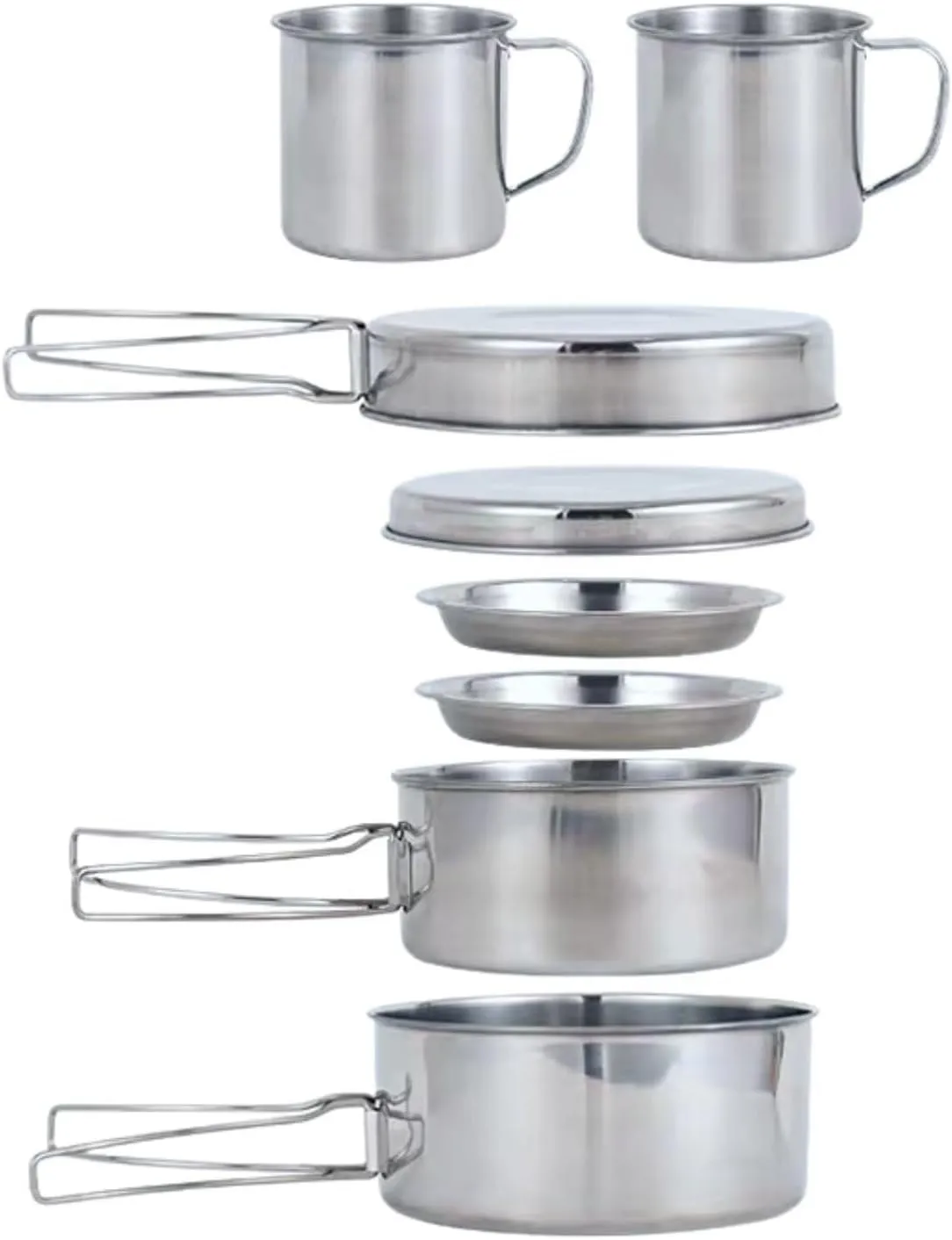 8-Piece Backpacking Camping Cookware Set – Compact Mess Kit with Pot, Pan, and Accessories for Hiking, Camping, and Outdoor Picnics