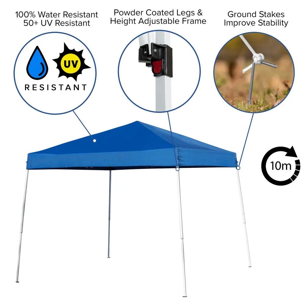 8'x8' Blue Event Canopy Tent with Carry Bag and 6-Foot Bi-Fold Folding Table - Flash Furniture