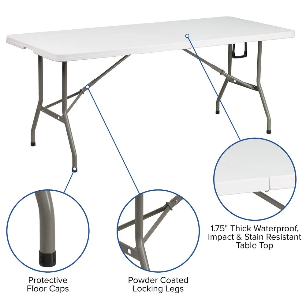 8'x8' Blue Event Canopy Tent with Carry Bag and 6-Foot Bi-Fold Folding Table - Flash Furniture