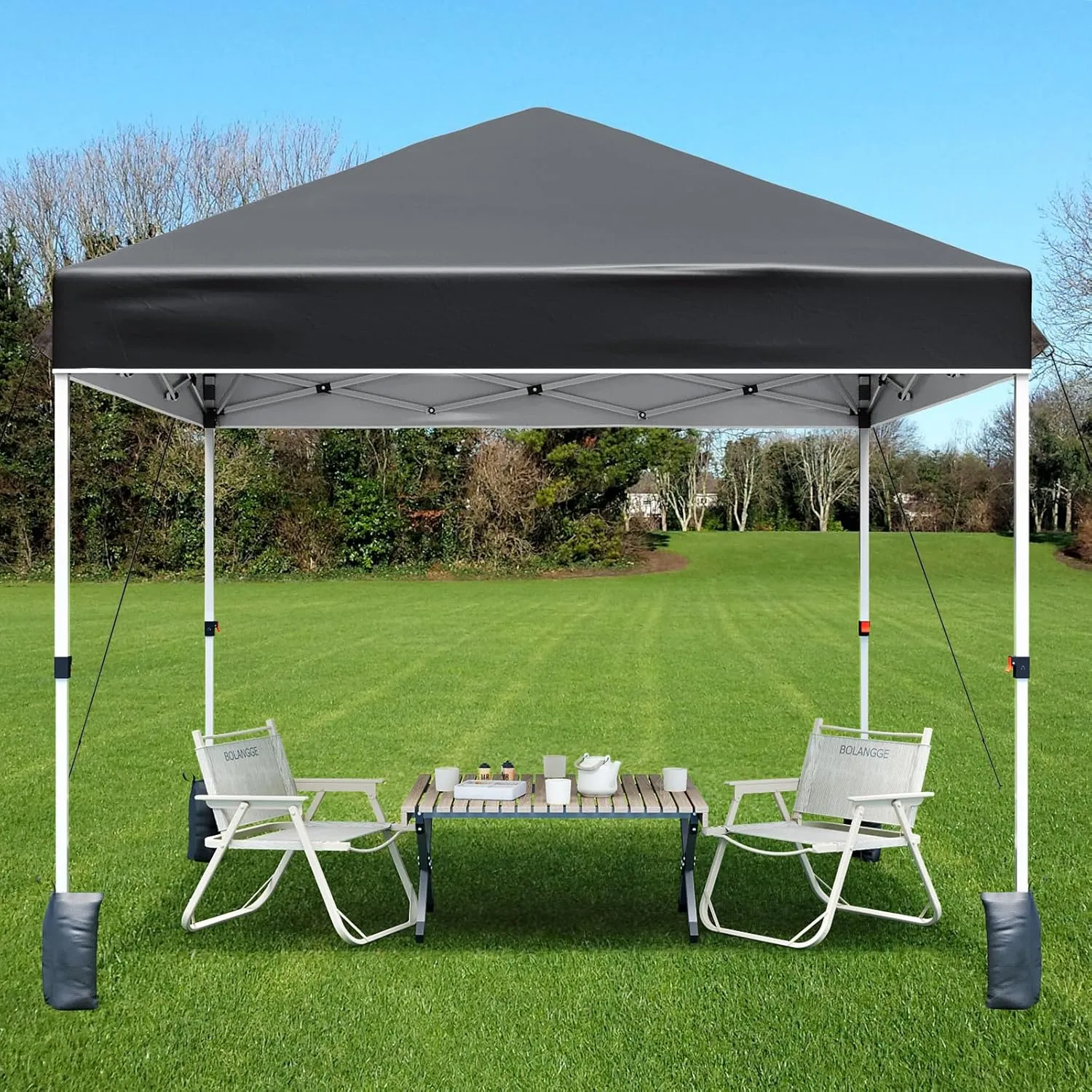 8x8 Pop Up Canopy Tents, Instant Portable Shelter with Easy One-Person Setup, Adjustable Heights, Wheeled Carry Bag, Bonus Stakes & Ropes, Outdoor Shade for Parties, Patio, Commercial Use,Black