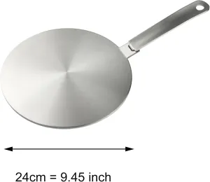 9.45inch Heat Diffuser Stainless Steel Induction Diffuser Plate for Electric Gas Stove Glass Induction Cooktop Heat Diffuser WITH removable handle 24CM