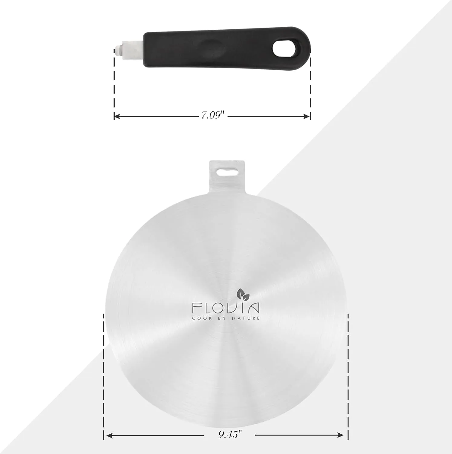 9.45inch Stainless Steel Induction Cooktop Adapter Plate, Heat Diffuser for Glass and Electric Cooktop, Detachable Handle