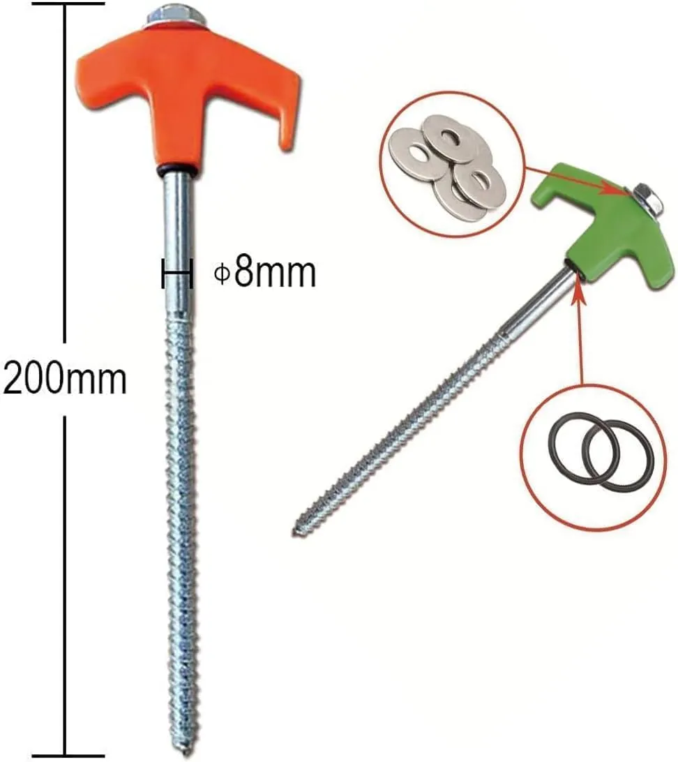 9.8" Screw in Tent Stakes - Ground Anchors Screw in,2024 Upgrade Tent Pegs Camping Tent Stakes Heavy Duty,Stainless Steel Threaded Tent Spikes with Hex Head Driver(Black 4PCS)