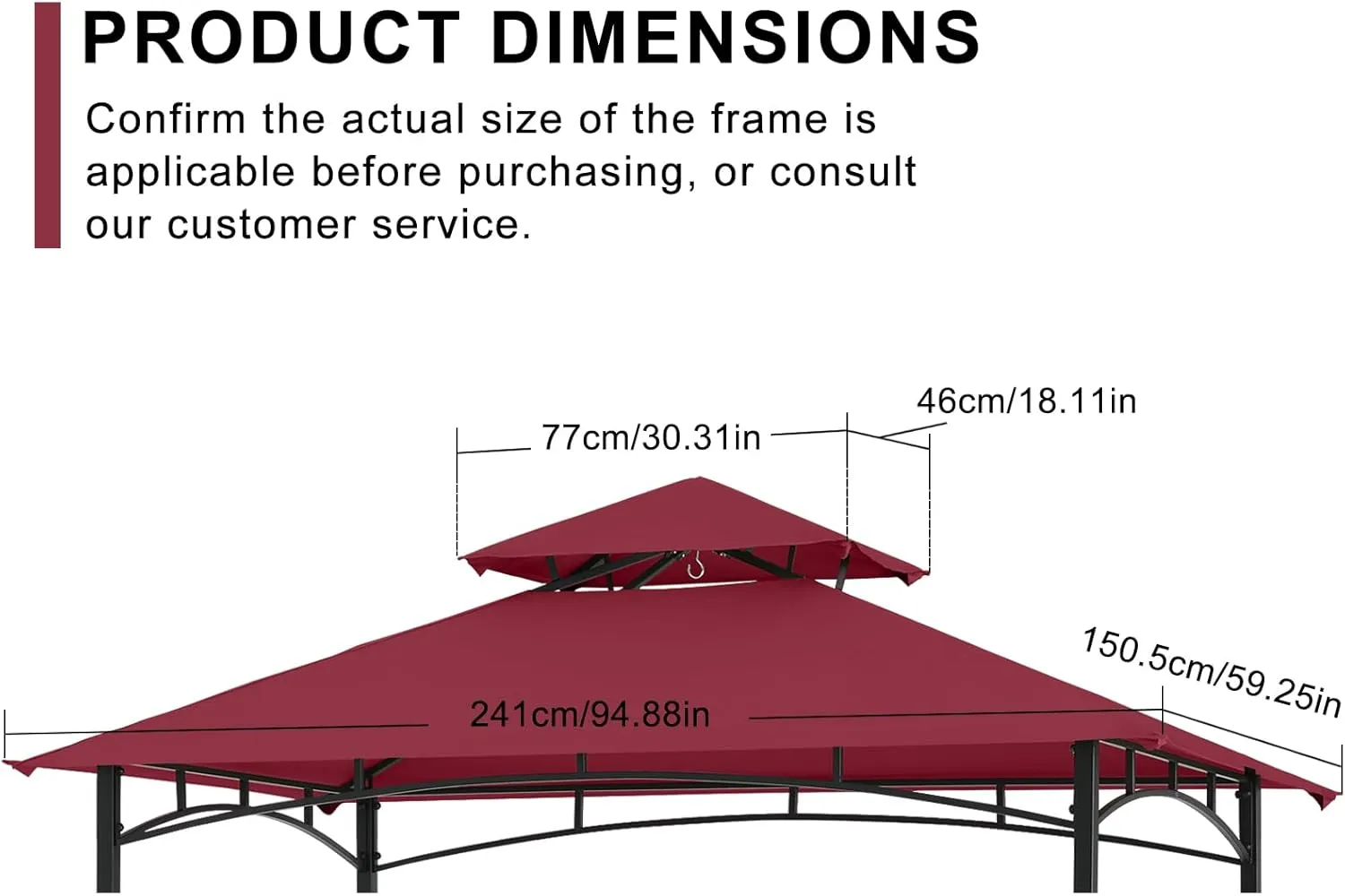 ABCCANOPY Grill Gazebo Canopy Replacement - 5x8 Double Tiered BBQ Canopy Top Cover for #L-GG001PST-F, Outdoor Grill Tent Roof (Burgundy)
