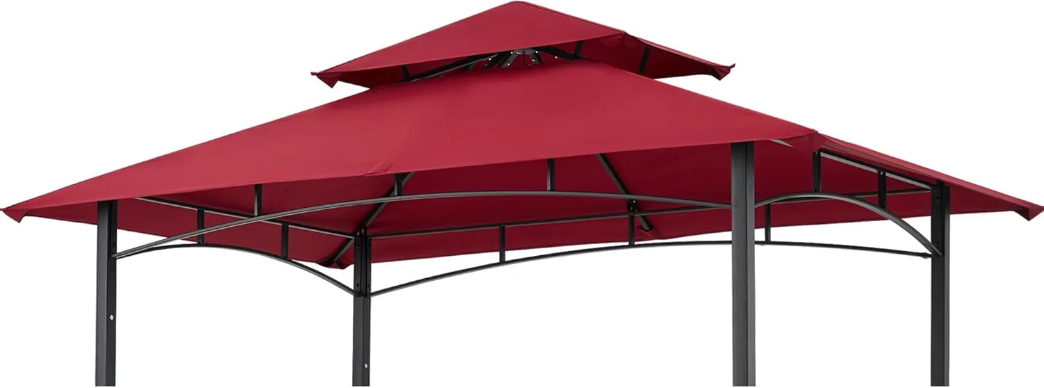 ABCCANOPY Grill Gazebo Canopy Replacement - 5x8 Double Tiered BBQ Canopy Top Cover for #L-GG001PST-F, Outdoor Grill Tent Roof (Burgundy)