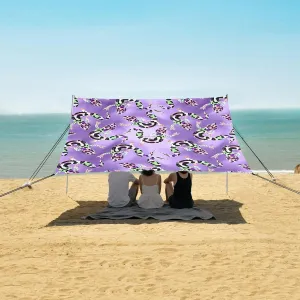Abstract Leopard Gecko Lizard Beach Canopy Tent Anti-UV & Wind Resistant, Camping Sun Shelter Easy Setup Portable,Outdoor Shade Tents with Sandbags,Sand Shovels,Ground Pegs & Stability Poles