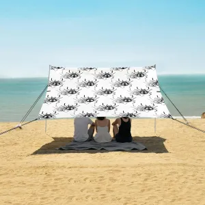 Abstract Pixel Seamless Pattern Beach Canopy Tent Anti-UV & Wind Resistant, Camping Sun Shelter Easy Setup Portable,Outdoor Shade Tents with Sandbags,Sand Shovels,Ground Pegs & Stability Poles