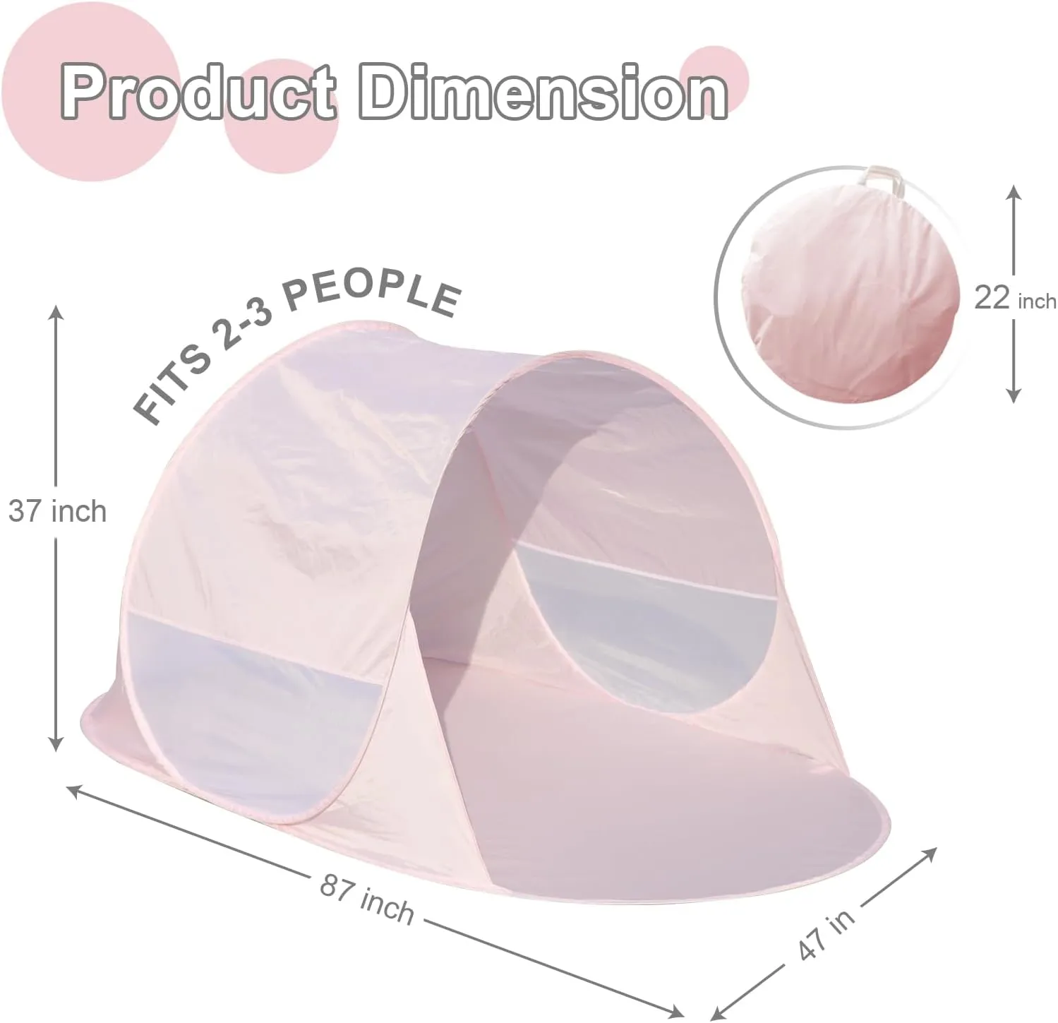 Action Air Pop Up Beach Tent, Portable Sun Shelter, Pink (2823A)
