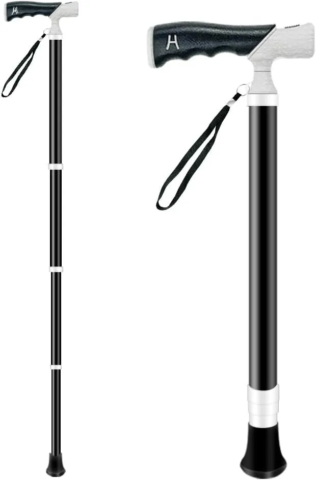 Adjustable Foldable Walking Cane,Titanium Hiking Sticks Canes Walking Sticks for Seniors,Telescopic Walking Canes with Anti-Slip Grip, Lightweight Trekking Cane for Hiking, Climbing