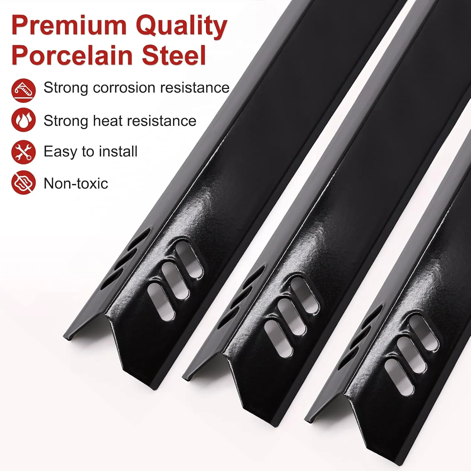 Adviace Replacement Parts for Dyna-Glo DGB610SSP DGH483CRP DGF493BNP DGF510SBP Grills, 15 inch Porcelain Grill Heat Tents Heat Plates for Outdoor Gourmet GR2205720-OG-00 GR2205723-OG-00, Set of 6