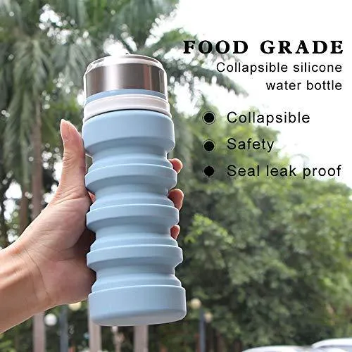 AINAAN Collapsible Water Bottle, Silicone Folding Kettle,Portable-for Outdoor/Camping/Hiking/Office-400 mL | 13.5 Oz, 2019, Gray
