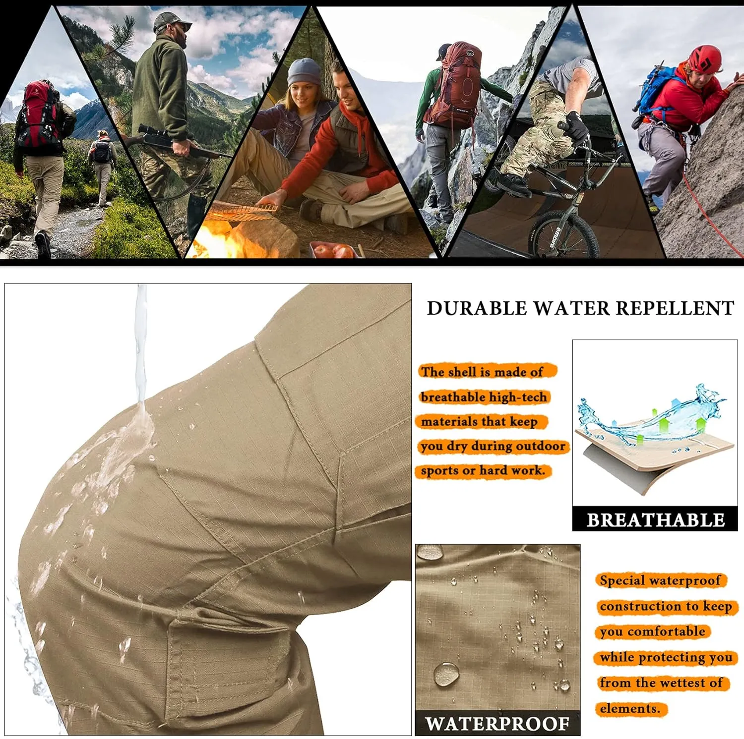 AKARMY Men's Hiking Pants, Camo Cargo Pants, Lightweight Work Pants Outdoor Travel Casual Pants with Multi-Pocket