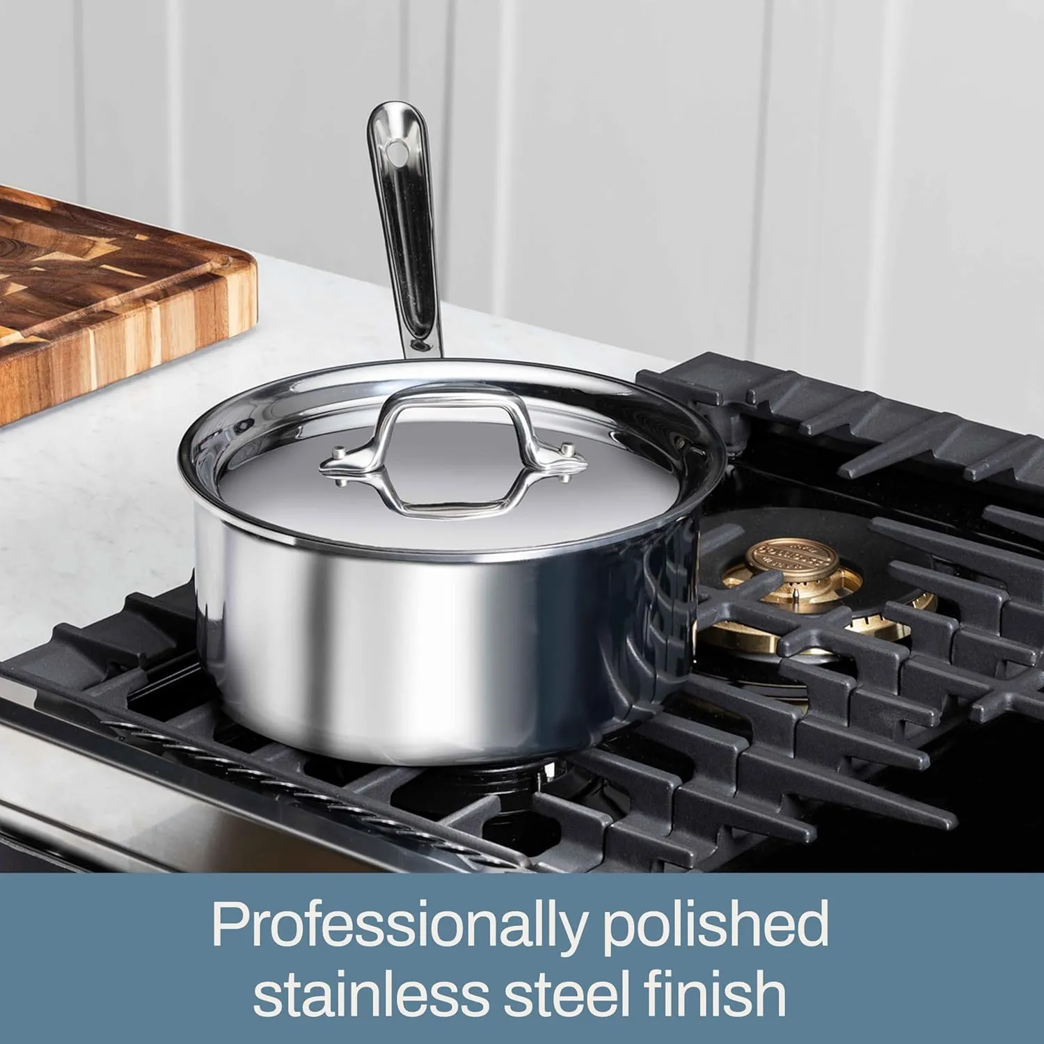 All-Clad D3 3-Ply Stainless Steel Sauce Pan 1 Quart Induction Oven Broiler Safe 600F Pots and Pans, Cookware Silver