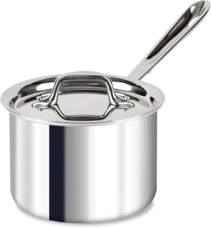 All-Clad D3 3-Ply Stainless Steel Sauce Pan with Lid 2 Quart, Induction, Oven Broiler Safe 600F, Multipurpose, Compatible w/ All Cooktops, For Restaurant or Home Kitchen, Pots & Pans, Cookware, Silver