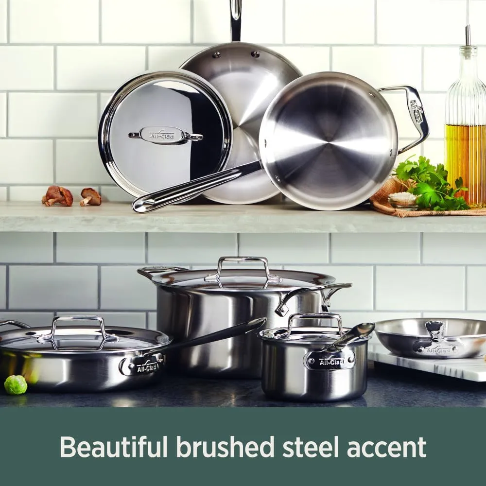 All-Clad D5 5-Ply Stainless Steel Sauce Pan 3 Quart Induction Oven Broiler Safe 600F Pots and Pans, Cookware Silver