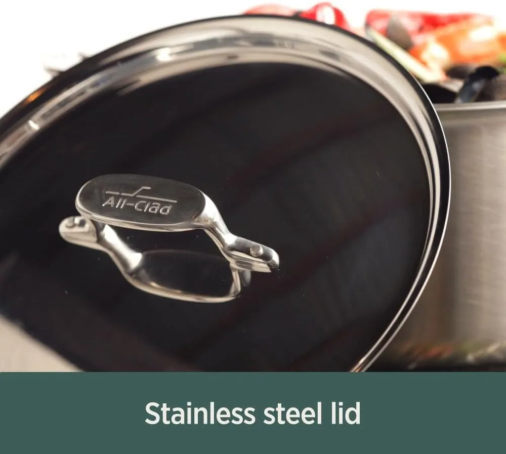All-Clad D5 5-Ply Stainless Steel Sauce Pan 3 Quart Induction Oven Broiler Safe 600F Pots and Pans, Cookware Silver