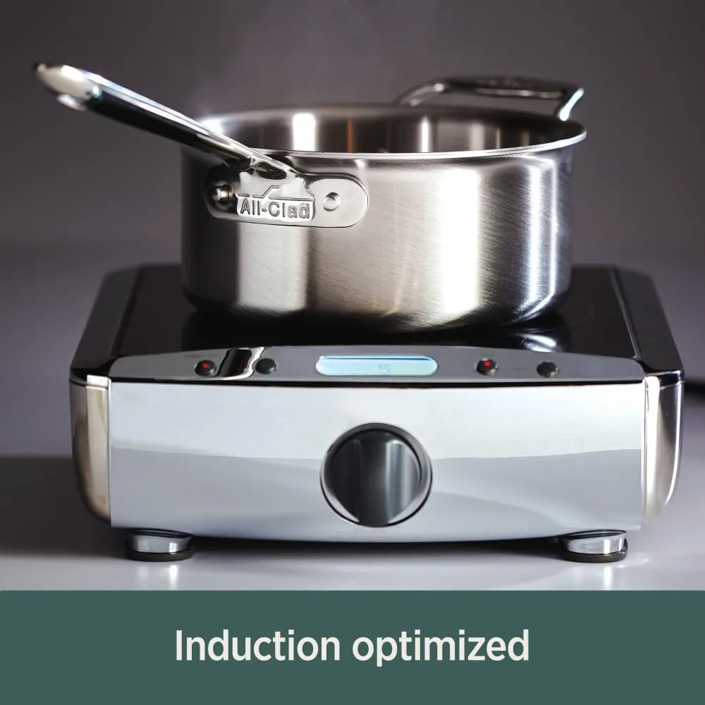 All-Clad D5 5-Ply Stainless Steel Sauce Pan 3 Quart Induction Oven Broiler Safe 600F Pots and Pans, Cookware Silver