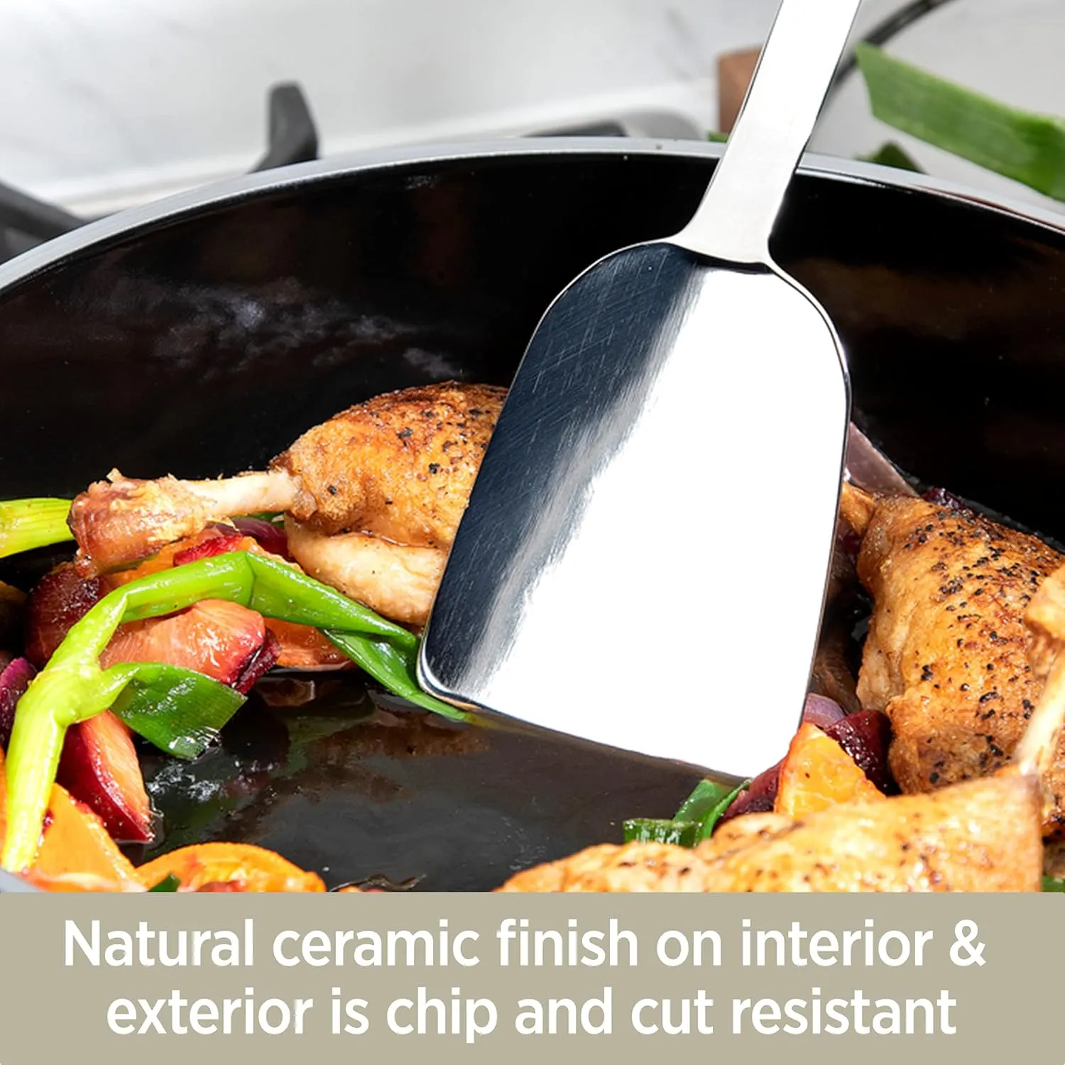 All-Clad FusionTec Ceramic Universal Pan 4.5 Quart Induction Oven Broiler Safe 500F Pots and Pans, Cookware Onyx