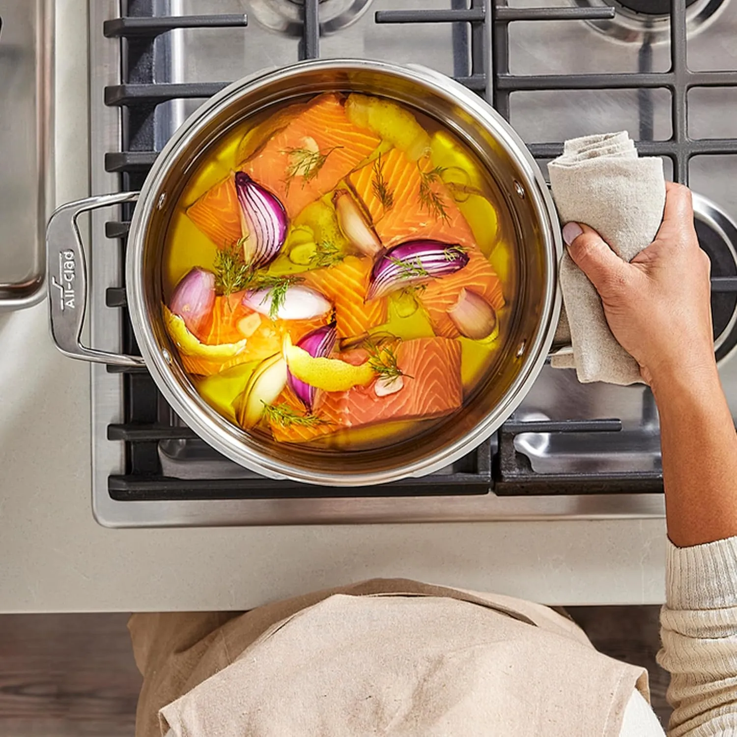 All-Clad Simply Strain Stainless Steel Multipot with Straining Lid, 6-Quart, Induction, Oven Broiler Safe 600F, Strainer, Pasta Strainer with Handle, Steamer Pot, Cookware, Home, Pots and Pans, Silver