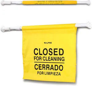Alpine Restroom Closed for Cleaning Sign - Commercial Door Barricade Sign, English & Spanish Yellow Safety Hanging Sign for Restroom Maintenance