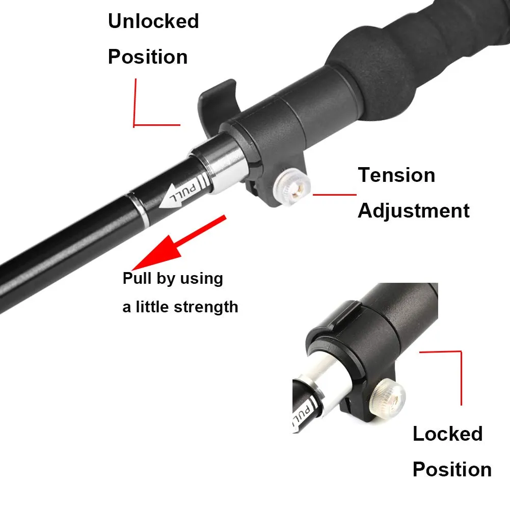 Aluminum Collapsible Ultralight Travel Trekking Hiking Pole for Men and Women