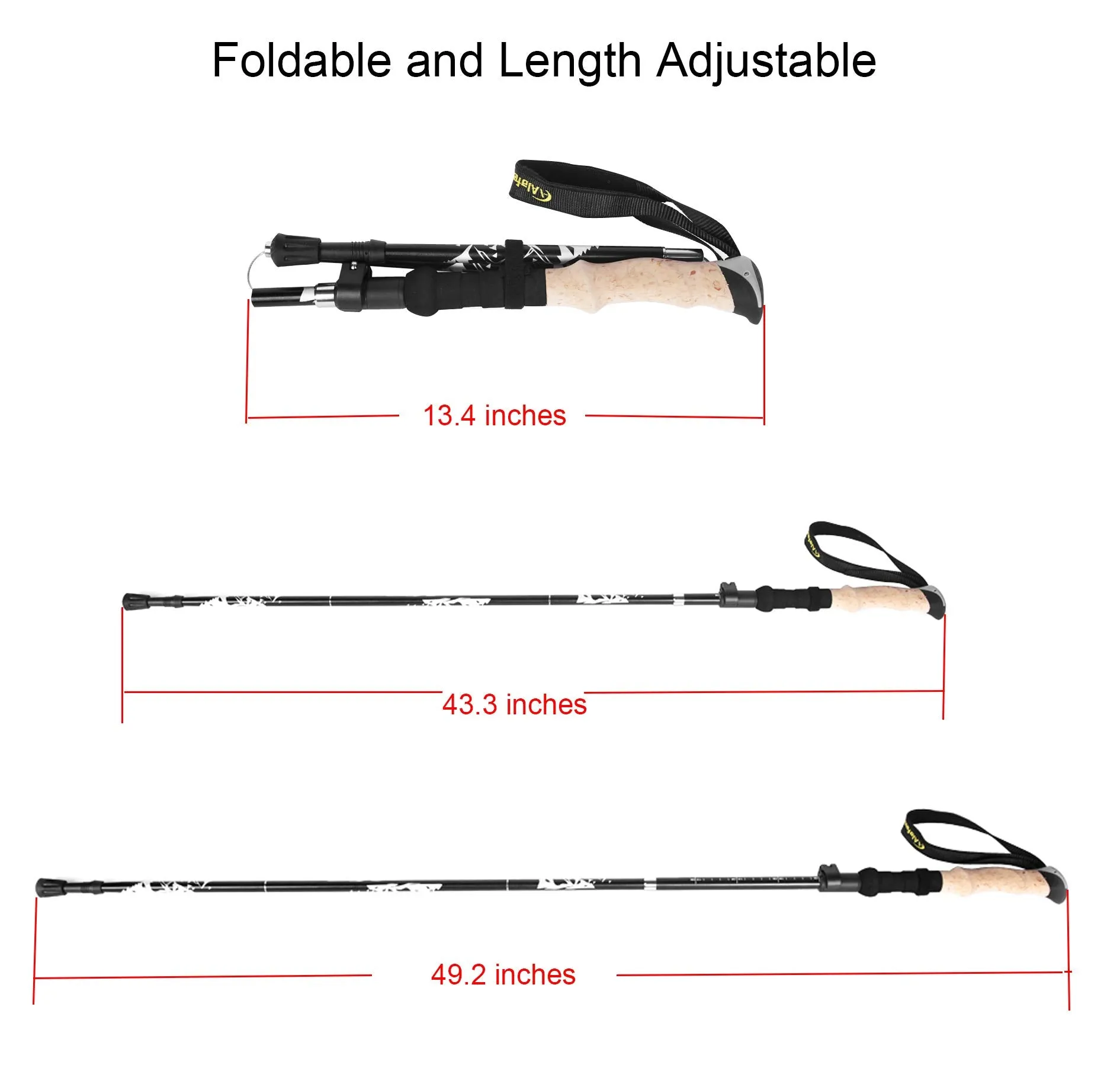 Aluminum Collapsible Ultralight Travel Trekking Hiking Pole for Men and Women