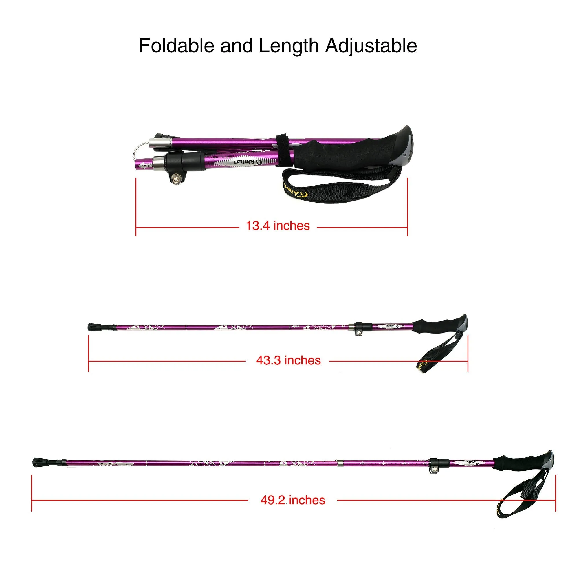 Aluminum Collapsible Ultralight Travel Trekking Hiking Pole for Men and Women