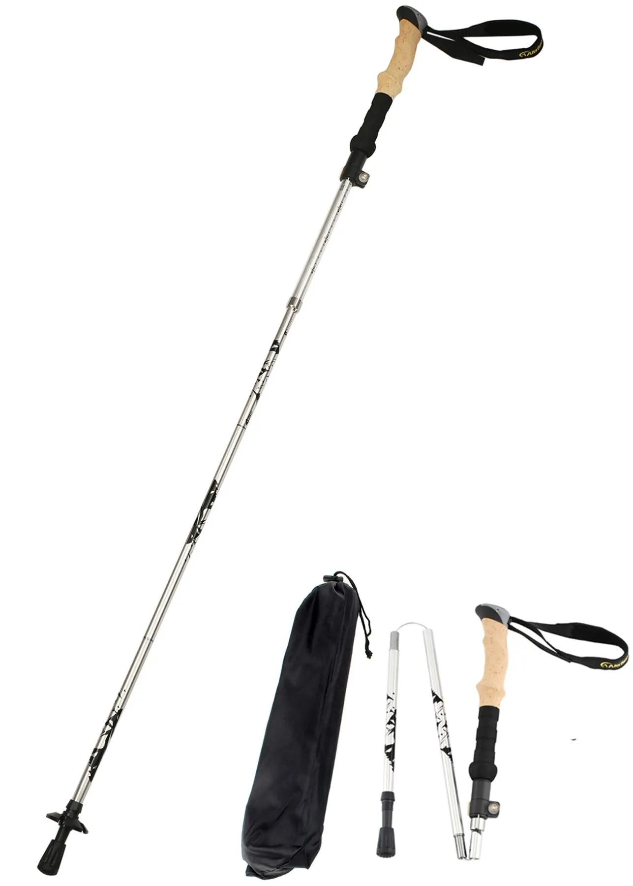 Aluminum Collapsible Ultralight Travel Trekking Hiking Pole for Men and Women
