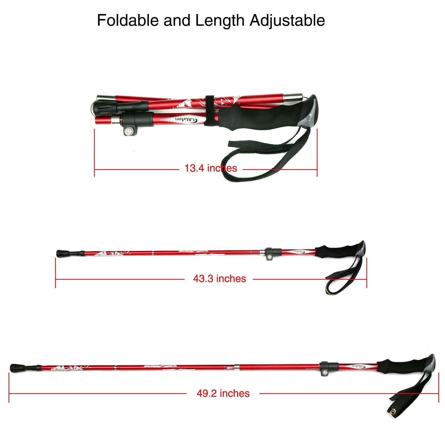 Aluminum Collapsible Ultralight Travel Trekking Hiking Pole for Men and Women