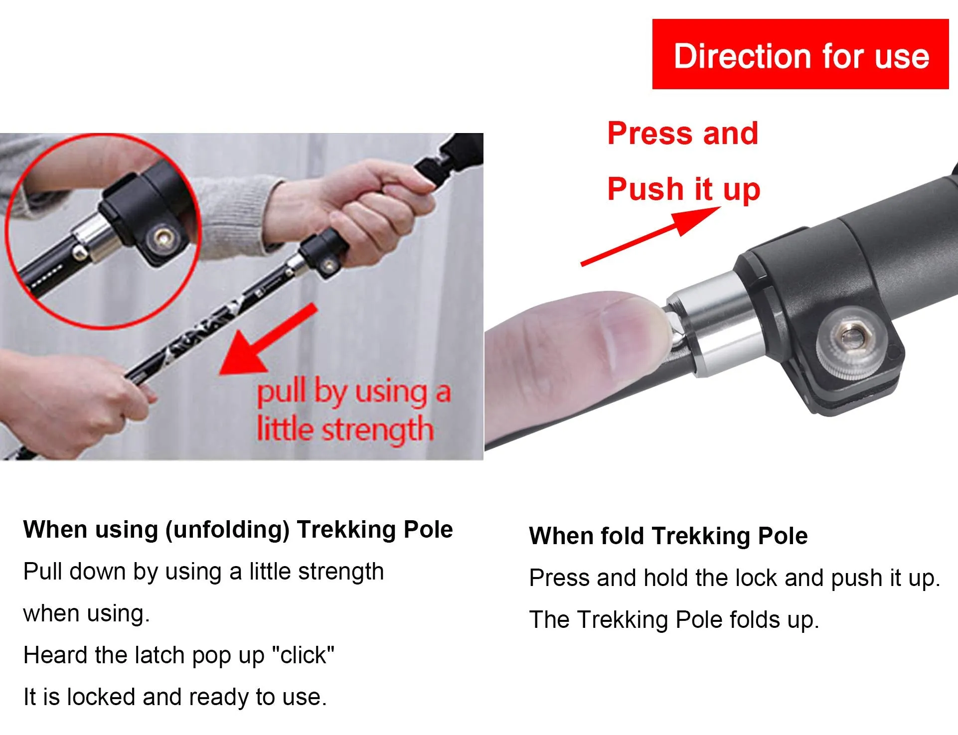 Aluminum Collapsible Ultralight Travel Trekking Hiking Pole for Men and Women