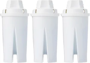 Amazon Basics Replacement Water Filters for Filtered Water Pitchers - Brita Pitcher Compatible, Clean & Crisp, WQA & NSF Certified, Made in Europe (3 Count)