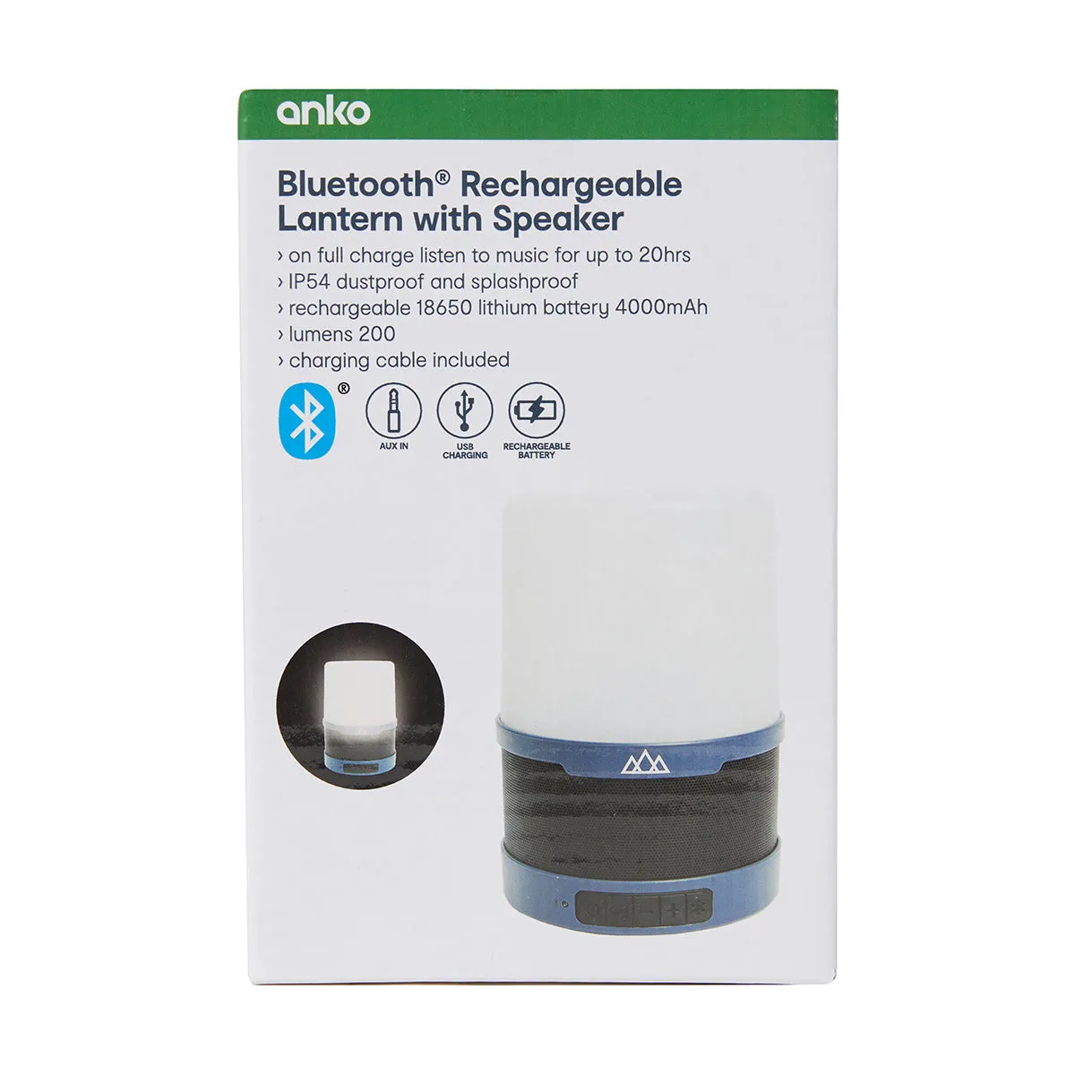 Anko Bluetooth Rechargeable Lantern with Speaker/Ideal for Camping