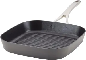 Anolon Allure Hard Anodized Nonstick Deep Square Griddle Pan/Grill, 11 Inch, Dark Gray