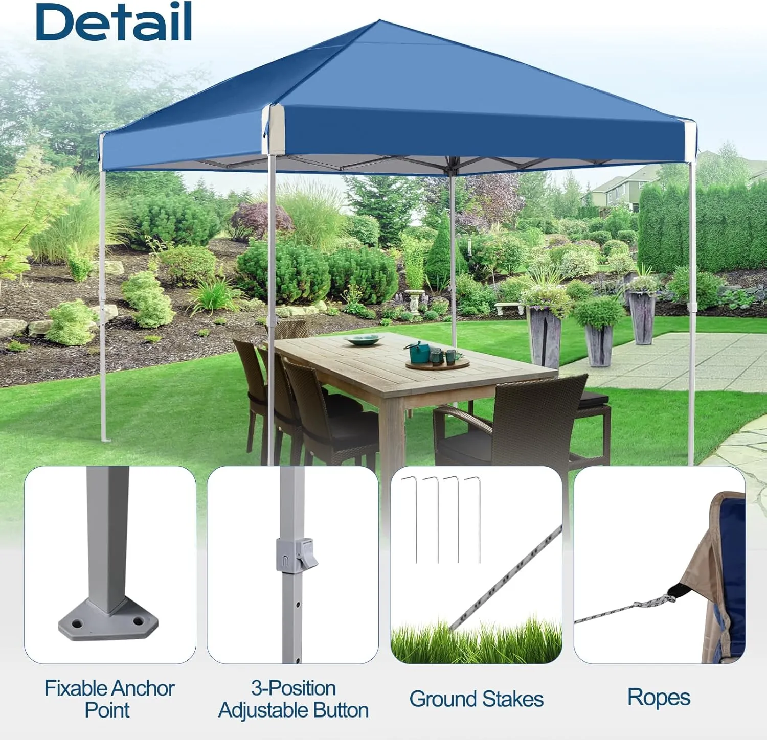Aoodor 10x10 FT Pop Up Canopy Tent - Portable Instant Shade for Camping, Parties, and Outdoor Events - Sturdy Iron Frame, Water-Resistant 210D Oxford Fabric, Easy Assembly with Roller Bag