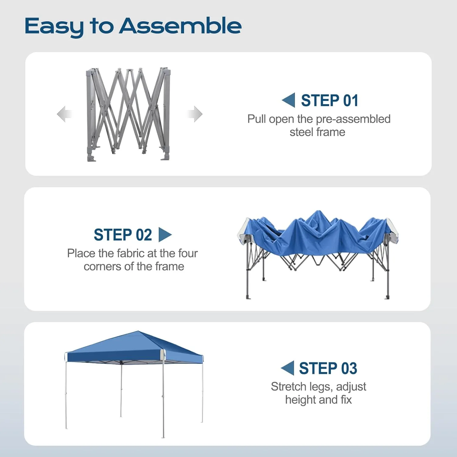 Aoodor 10x10 FT Pop Up Canopy Tent - Portable Instant Shade for Camping, Parties, and Outdoor Events - Sturdy Iron Frame, Water-Resistant 210D Oxford Fabric, Easy Assembly with Roller Bag