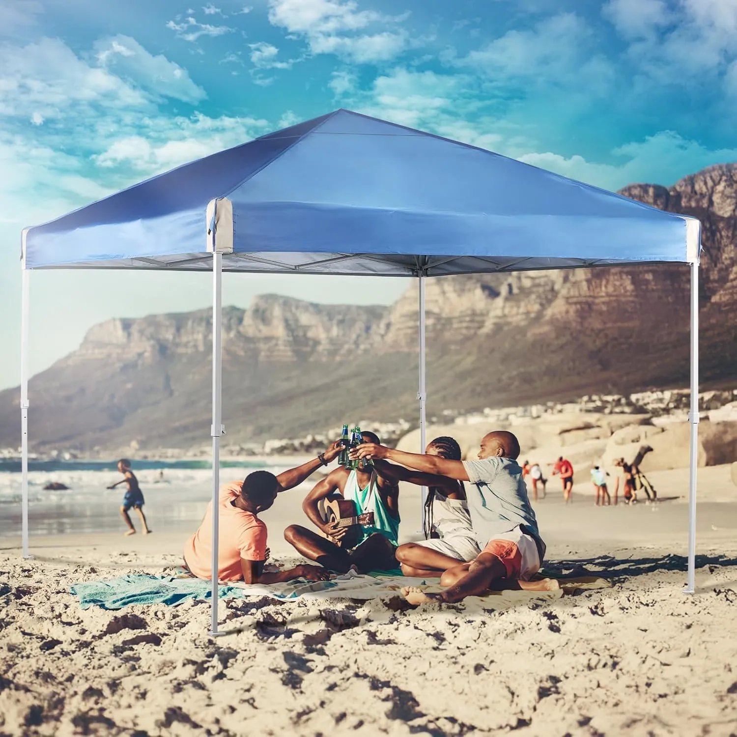 Aoodor 10x10 FT Pop Up Canopy Tent - Portable Instant Shade for Camping, Parties, and Outdoor Events - Sturdy Iron Frame, Water-Resistant 210D Oxford Fabric, Easy Assembly with Roller Bag