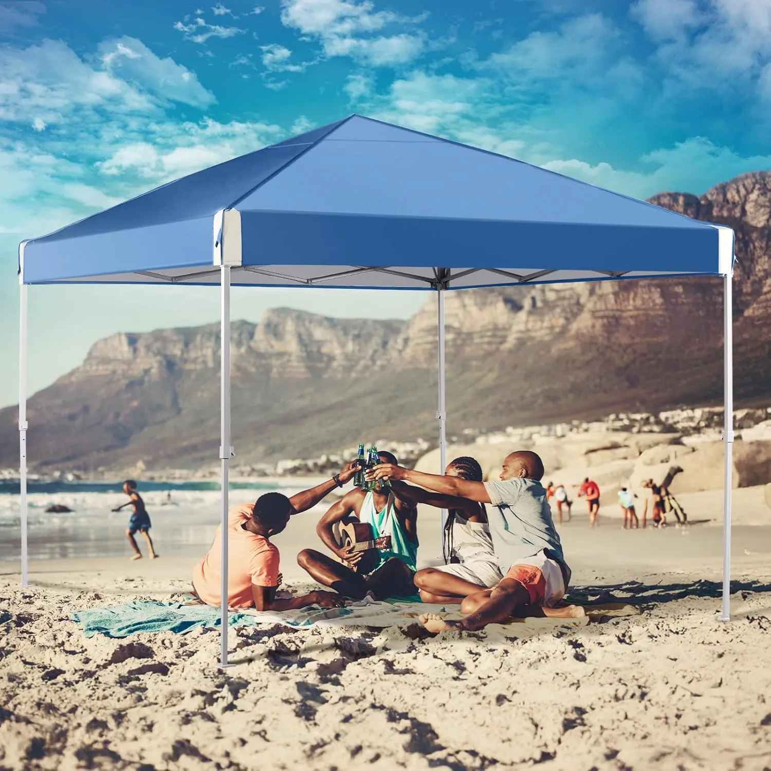 Aoodor 10x10 FT Pop Up Canopy Tent - Portable Instant Shade for Camping, Parties, and Outdoor Events - Sturdy Iron Frame, Water-Resistant 210D Oxford Fabric, Easy Assembly with Roller Bag