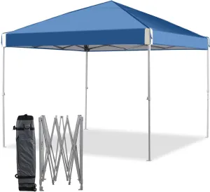 Aoodor 10x10 FT Pop Up Canopy Tent - Portable Instant Shade for Camping, Parties, and Outdoor Events - Sturdy Iron Frame, Water-Resistant 210D Oxford Fabric, Easy Assembly with Roller Bag