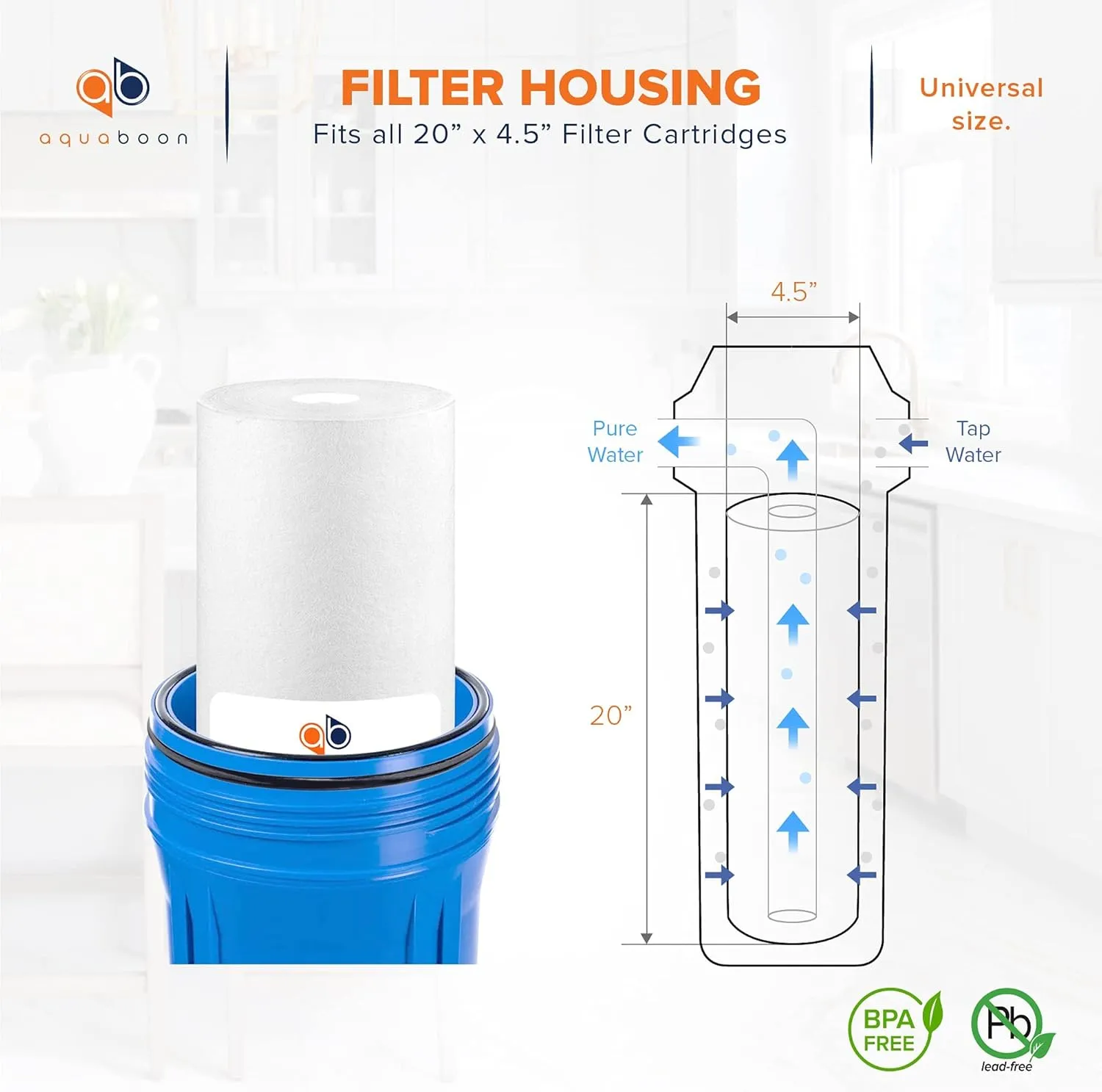 Aquaboon 5 Micron 20 x 4.5 Whole House Sediment Filter Cartridge 20 inch Water Filter Replacement Compatible with DGD-5005-20, FP25B, AP810-2, 10-Pack