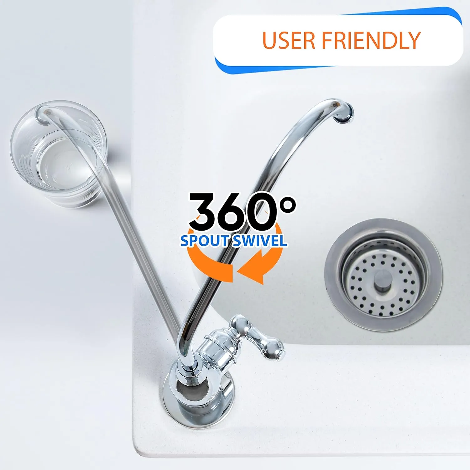 Aquaboon Drinking Water Faucet for Kitchen Sink Chrome RO Faucet Stainless Steel Non Air Gap Sink Water Dispenser