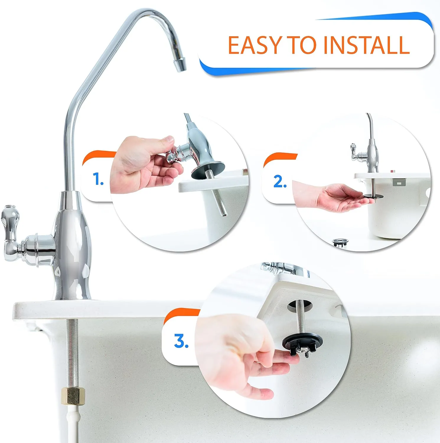 Aquaboon Drinking Water Faucet for Kitchen Sink Chrome RO Faucet Stainless Steel Non Air Gap Sink Water Dispenser