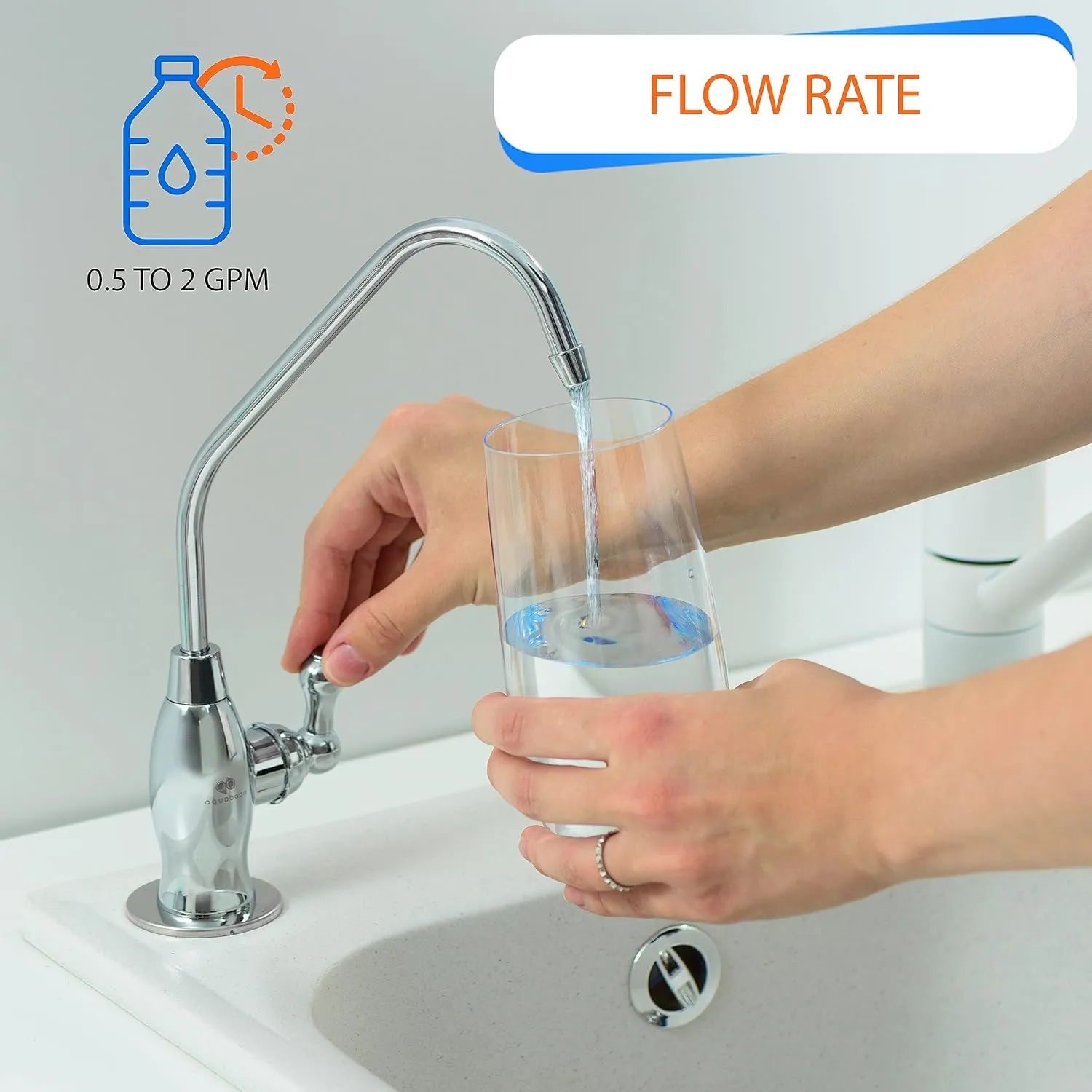 Aquaboon Drinking Water Faucet for Kitchen Sink Chrome RO Faucet Stainless Steel Non Air Gap Sink Water Dispenser