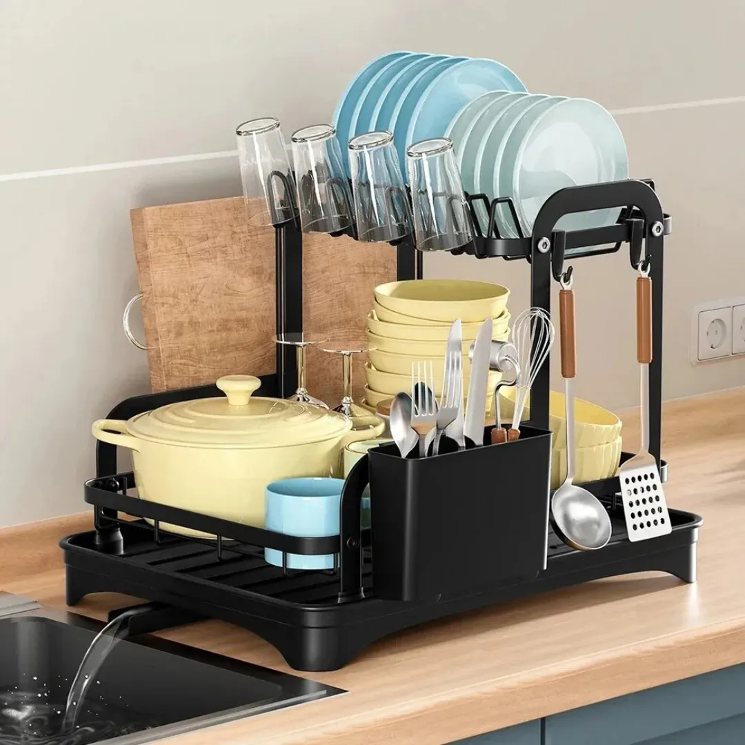 AquaFlow 2-Tier Dish Rack