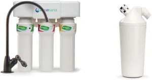 Aquasana 3-Stage Max Flow Claryum Under Sink Water Filter System & Shower Filter for Shower Head - Reduces Over 90% of Chlorine from Hard Water