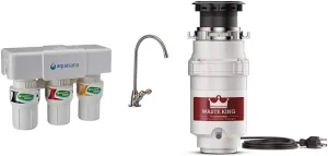 Aquasana 3-Stage Under Sink Water Filter System - Kitchen Counter Claryum Filtration & Waste King 1/2 HP Garbage Disposal with Power Cord for Kitchen Sink Food Waste, L-1001
