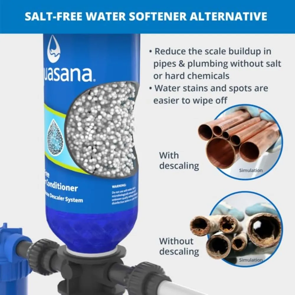 Aquasana Whole House Water Filter System - Water Softener Alternative - Salt-Free Descaler - Home Water Filtration - Low Maintenance Sediment Pre-Filter - Rhino Chlorine Max Flow - WH-1010-CT-LM