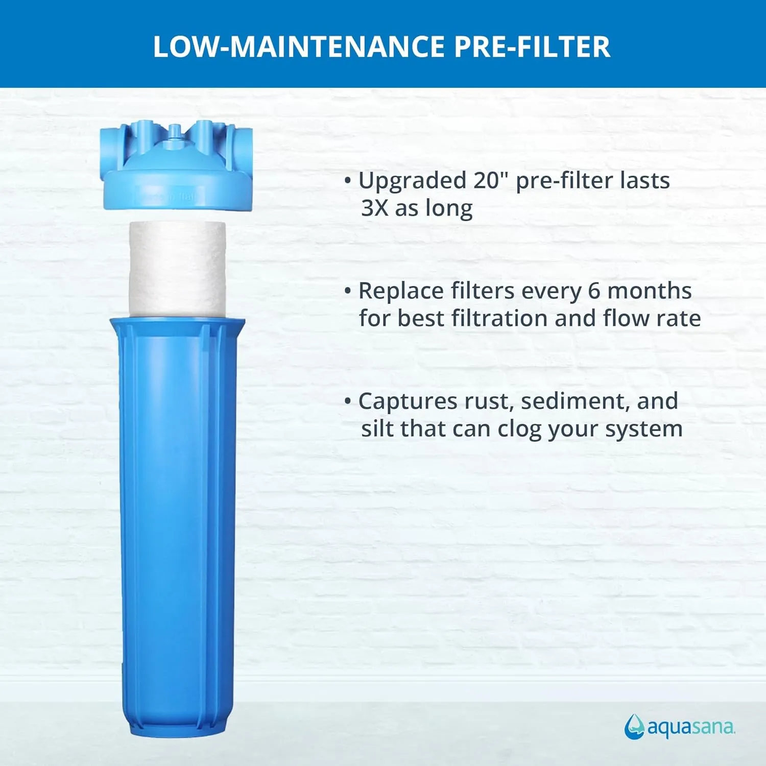 Aquasana Whole House Water Filter System - Water Softener Alternative - Salt-Free Descaler - Home Water Filtration - Low Maintenance Sediment Pre-Filter - Rhino Chlorine Max Flow - WH-1010-CT-LM